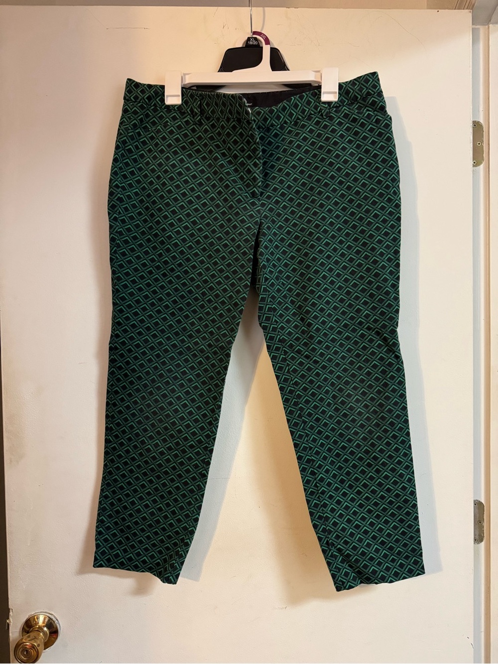Worthington Dark Green Geometric Stretch Chinos